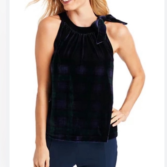 Vineyard Vines Velvet Plaid Bow Top - Picture 2 of 9